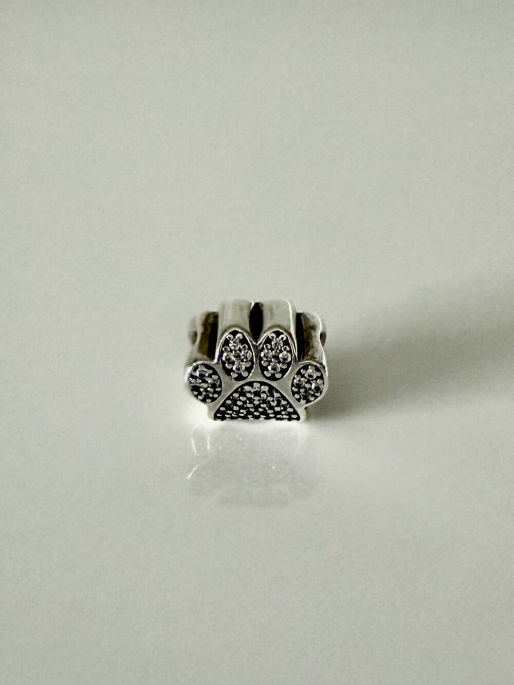 PANDORA Sparkling Paw Print Charm with Sterling Silver and Clear Cubic Zirconia